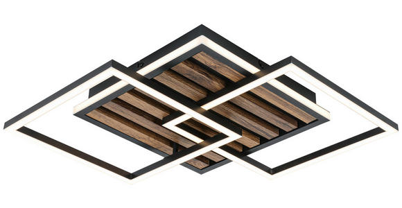 LED-DECKENLEUCHTE 45/45/9,5 cm  - Eichefarben/Schwarz, Trend, Holzwerkstoff/Kunststoff (45/45/9,5cm) - Novel