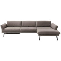 ECKSOFA Posh in Echtleder Fango  308/173 cm  - Fango/Anthrazit, Design, Leder/Metall (308/173cm) - Joop!