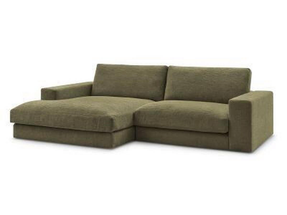 ECKSOFA Ottomane links  LEONARD  Grün Struktur  - Schwarz/Grün, MODERN, Kunststoff/Textil (159/274cm)
