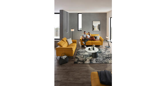 2-SITZER-SOFA in Leder Currygelb - Currygelb/Schwarz, Design, Leder/Metall (162/79/104cm) - Emilio Belluti
