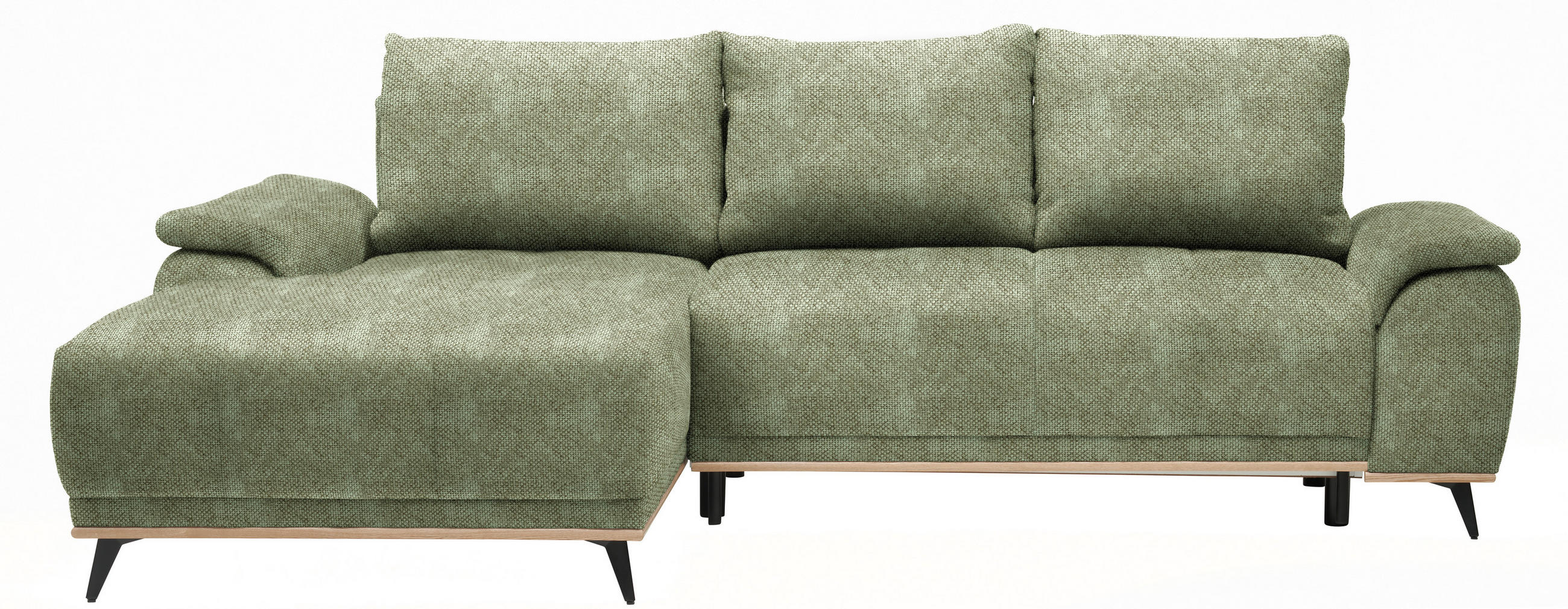 ECKSOFA in Struktur Olivgrün  - Schwarz/Olivgrün, MODERN, Textil/Metall (168/262cm) - home24