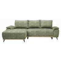 ECKSOFA in Struktur Olivgrün  - Schwarz/Olivgrün, Modern, Textil/Metall (168/262cm) - home24