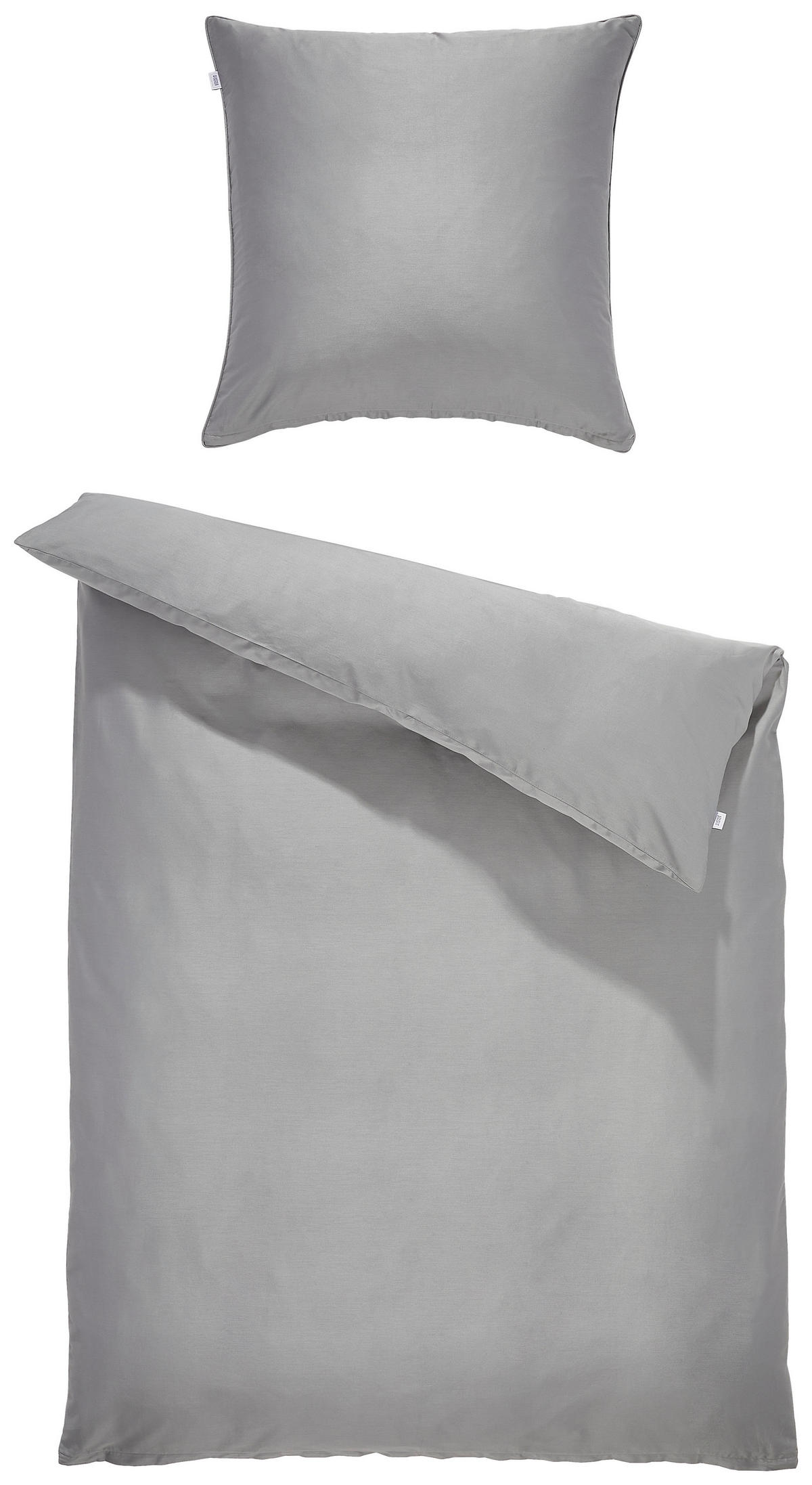 POSTEĽNÁ BIELIZEŇ, satén, sivá, 135/200 cm - sivá, Konventionell, textil (135/200cm) - Schöner Wohnen