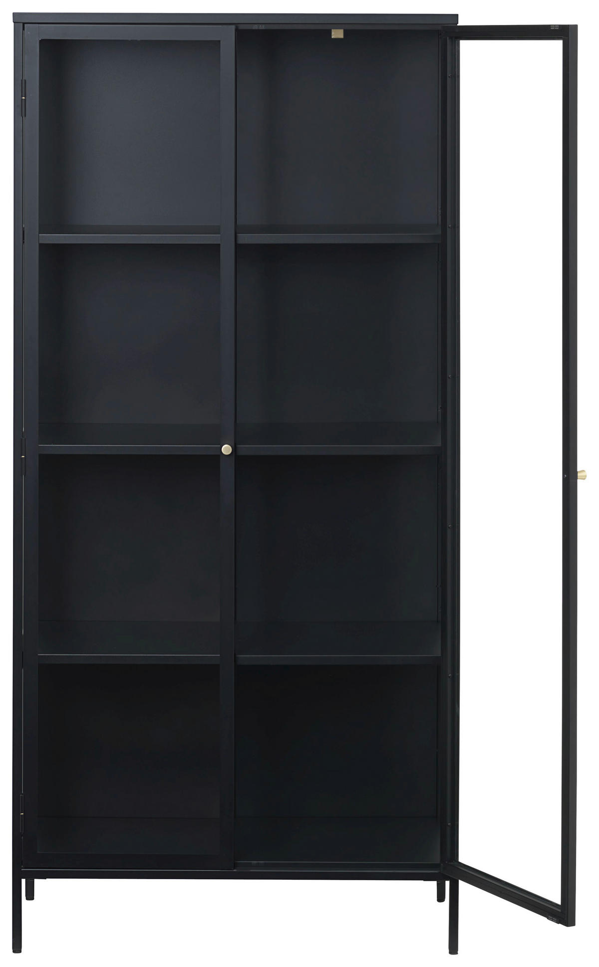 VITRINE Schwarz  90/190/40 cm  - Goldfarben/Schwarz, Trend, Glas/Metall (90/190/40cm) - Xora