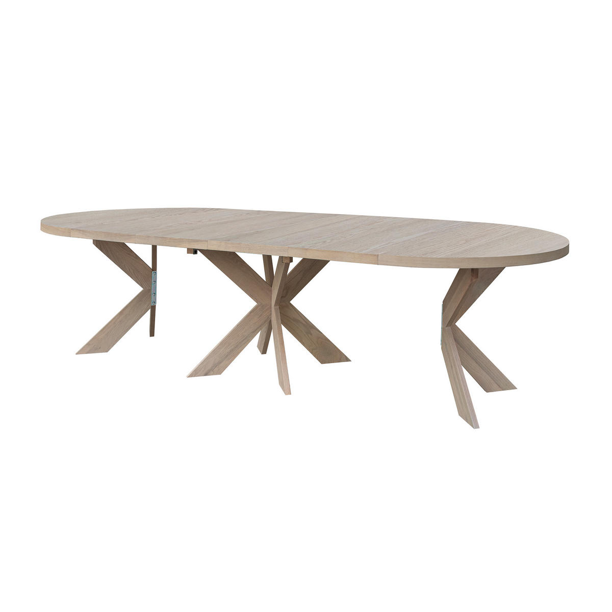 MATBORD 130-310/130/76 cm delar i massivt trä  trä finns i olika trädekorer rund ek Bianco  - ek Bianco, Modern, trä (130-310/130/76cm) - Niels Andersson