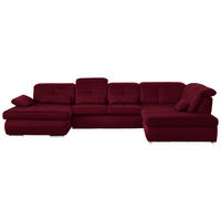WOHNLANDSCHAFT  in Mikrofaser Weinrot  - Chromfarben/Weinrot, Design, Textil (195/371/260cm) - Beldomo Style