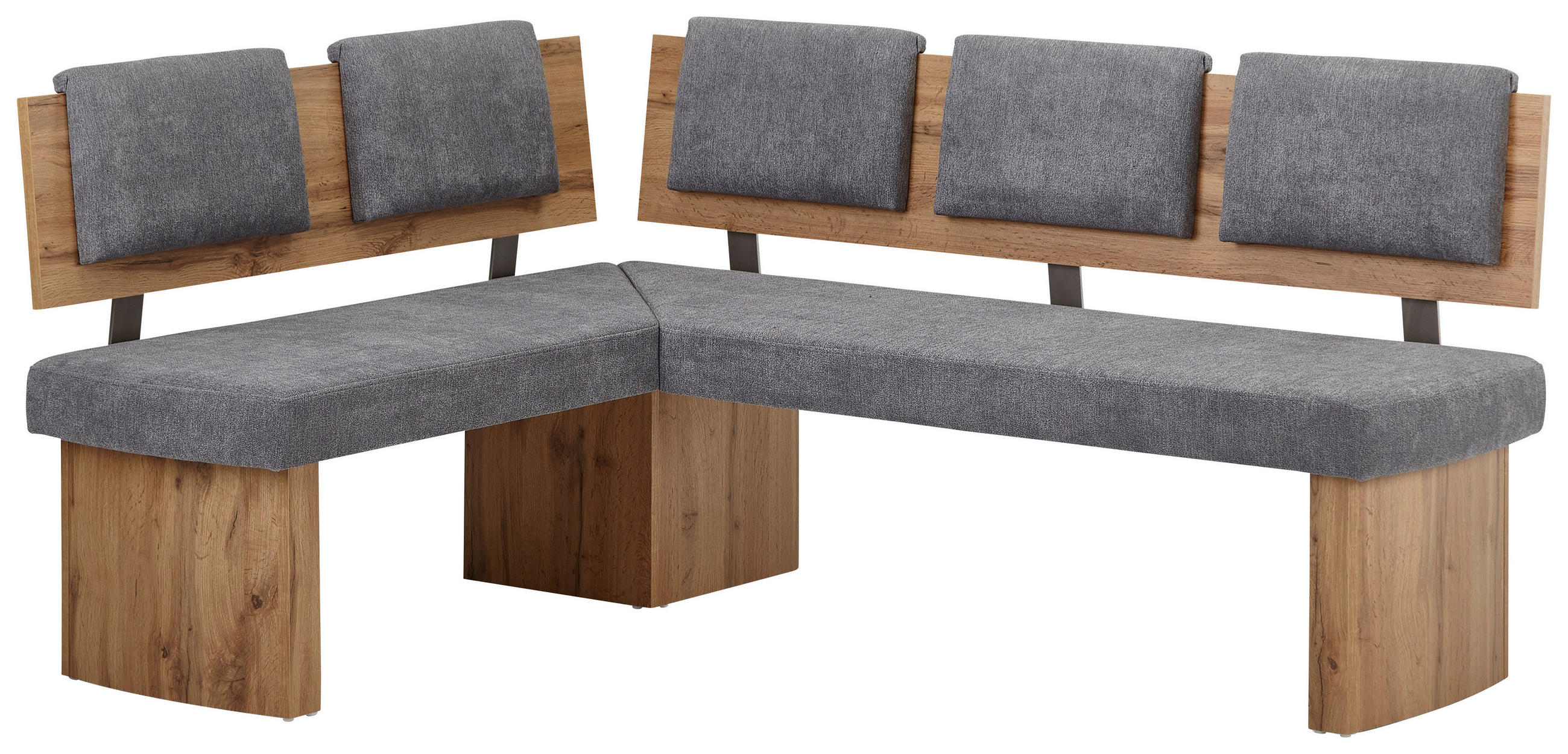 ECKBANK 140/180 cm beflockt Grau, Eichefarben   - Eichefarben/Grau, KONVENTIONELL, Textil (140/180cm) - Cantus