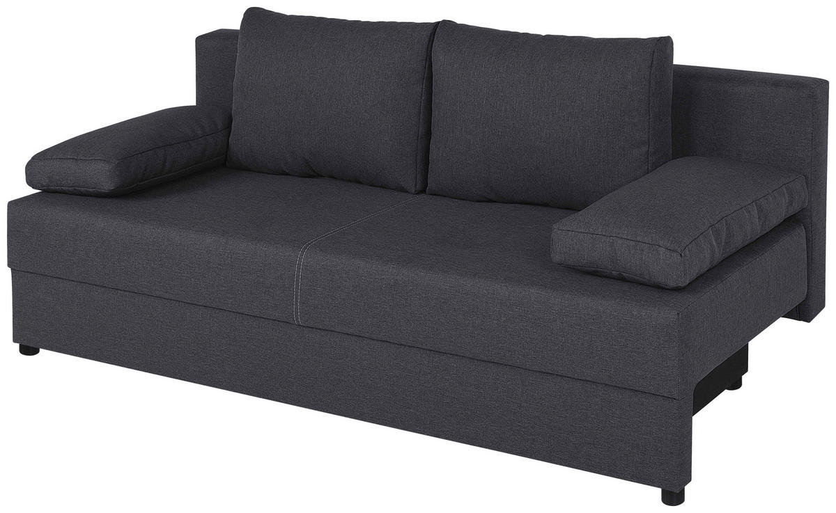 SCHLAFSOFA  mit Liegefunktion, Rücken echt Dunkelgrau  - Dunkelgrau/Schwarz, Design, Kunststoff/Textil (190/80/75cm) - P & B