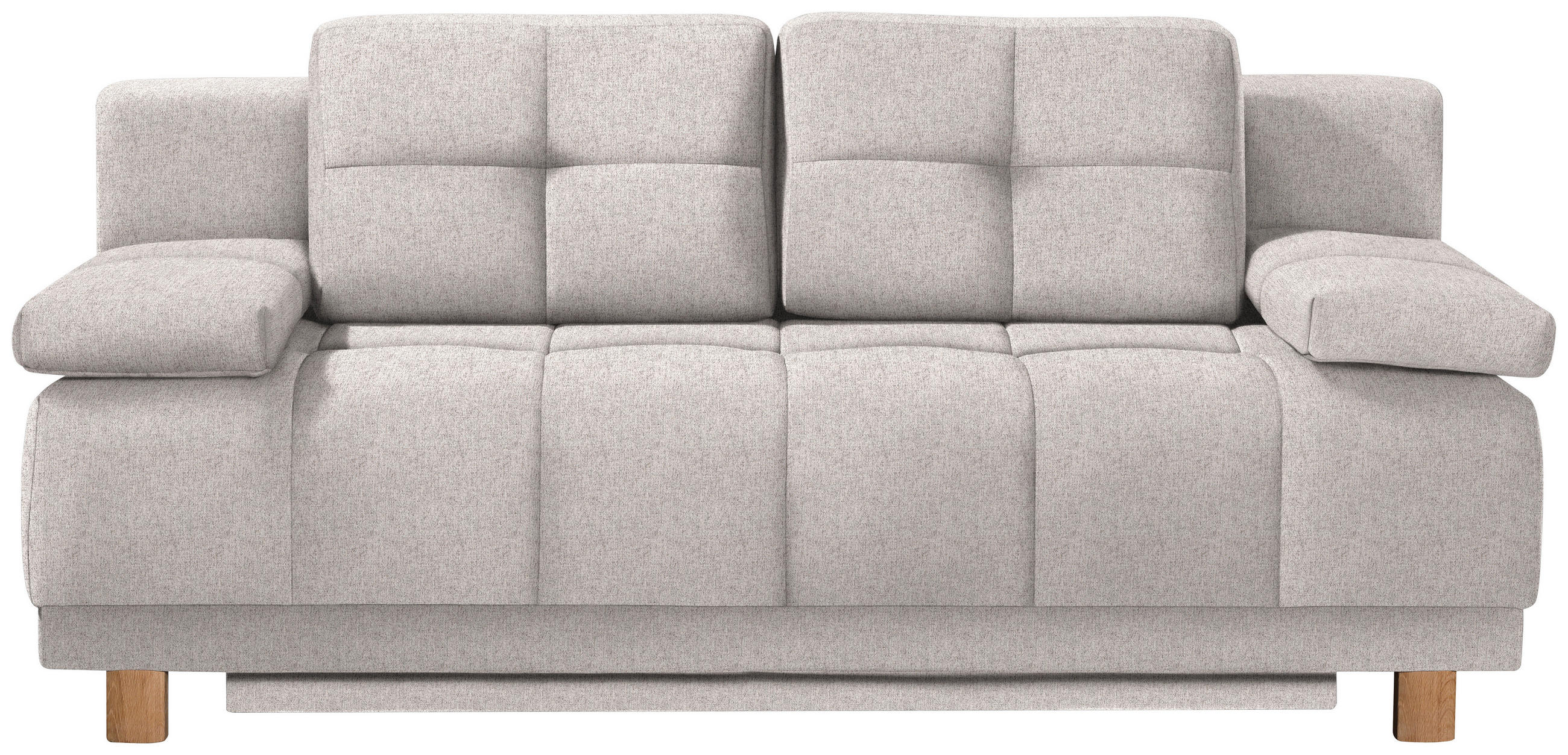 BOXSPRINGSOFA in Webstoff Hellgrau  - Eichefarben/Hellgrau, MODERN, Holz/Textil (202/92/104cm) - Novel