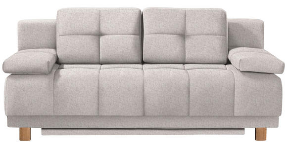 BOXSPRINGSOFA in Webstoff Hellgrau - Eichefarben/Hellgrau, MODERN, Holz/Textil (202/92/104cm) - Novel