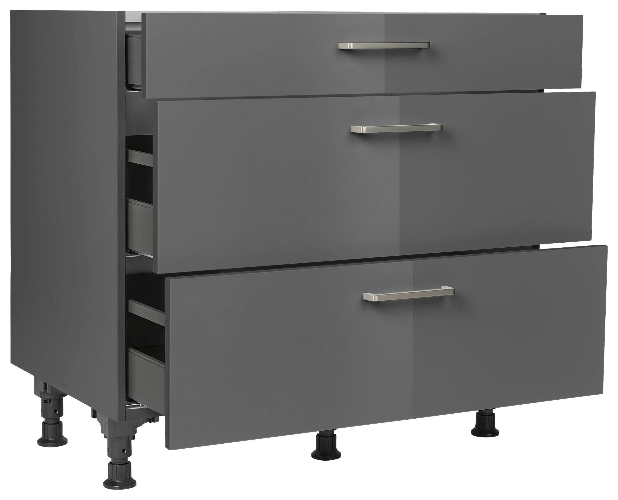 SCHUBKASTENUNTERSCHRANK 90/87/56 cm  in Schieferfarben  - Schieferfarben/Edelstahlfarben, MODERN, Holzwerkstoff/Metall (90/87/56cm) - Nobilia