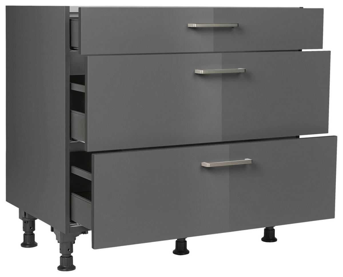 SCHUBKASTENUNTERSCHRANK 90/87/56 cm  in Schieferfarben  - Schieferfarben/Edelstahlfarben, MODERN, Holzwerkstoff/Metall (90/87/56cm) - Nobilia