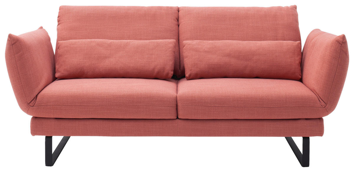 2-SITZER-SOFA Flachgewebe Koralle  - Koralle/Schwarz, Design, Textil/Metall (176/85/95cm) - Schöner Wohnen