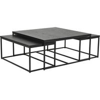 SIDOBORD SET i trä, metall 90/90/42 cm  - grå/svart, Design, metall/trä (90/90/42cm)