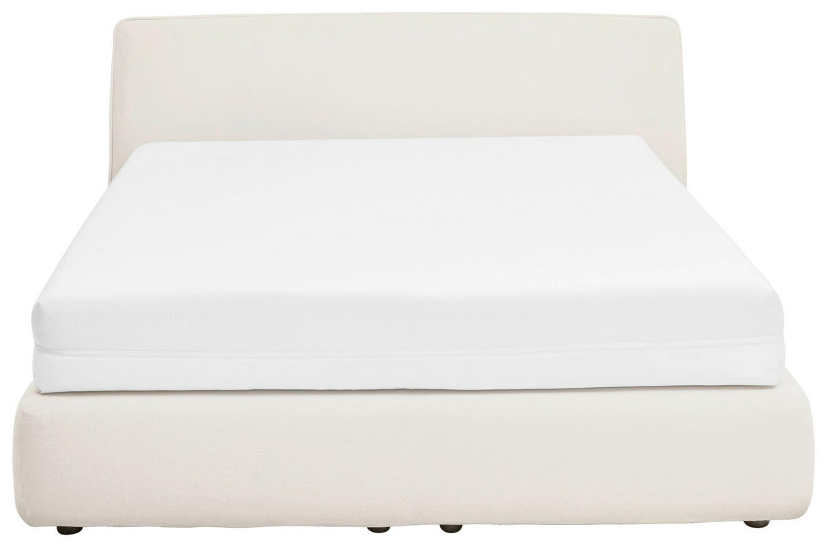 BOXSPRINGBETT 180/200 cm,  in Creme, H2 + H3 = mittel + fest  - Creme/Schwarz, Design, Kunststoff/Textil (180/200cm) - RUF Betten