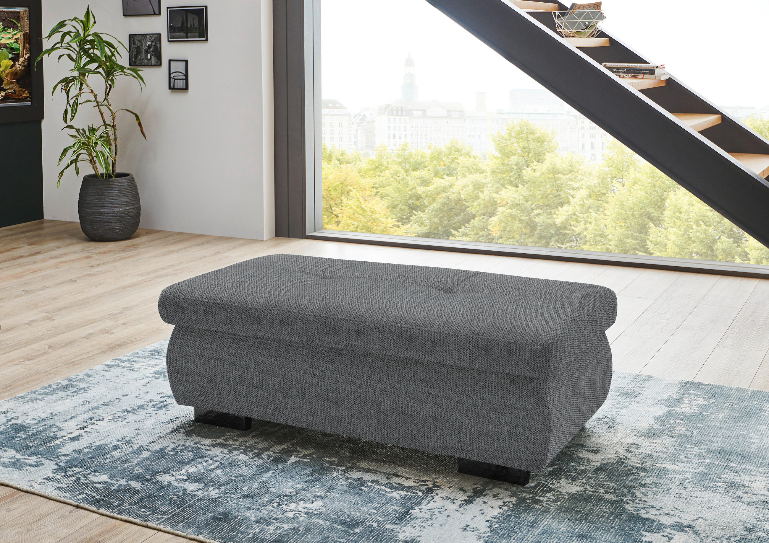 HOCKER in Textil Graubraun  - Graubraun/Schwarz, Design, Textil/Metall (138/44/67cm) - Beldomo Style