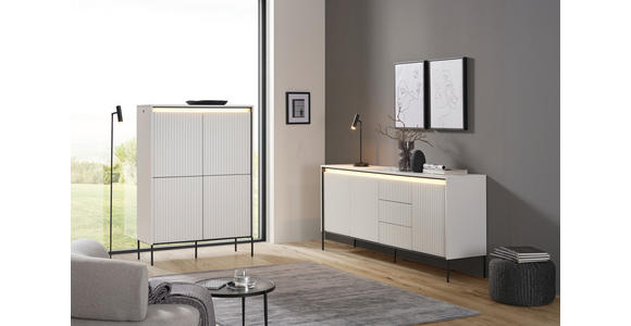 SIDEBOARD Weiß Beleuchtung, Einlegeböden  - Schwarz/Weiß, Design, Holzwerkstoff (192/82/40cm) - Hom`in