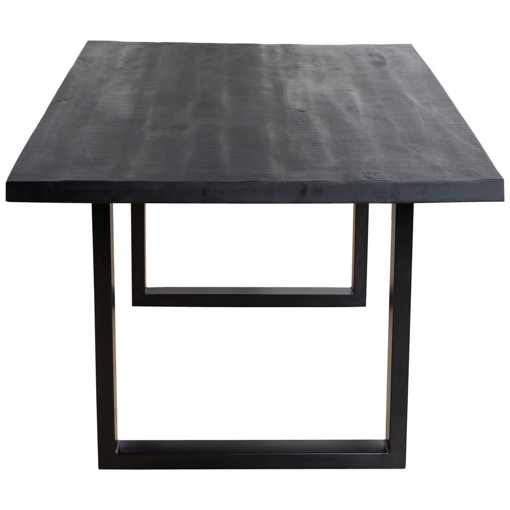 Thumbnail - Boxxx Esstisch, Schwarz, Holz, Metall, Mangoholz, massiv, rechteckig, U-Form, 100x76x180 cm, Holzmöbel, Holztische, Esst...
