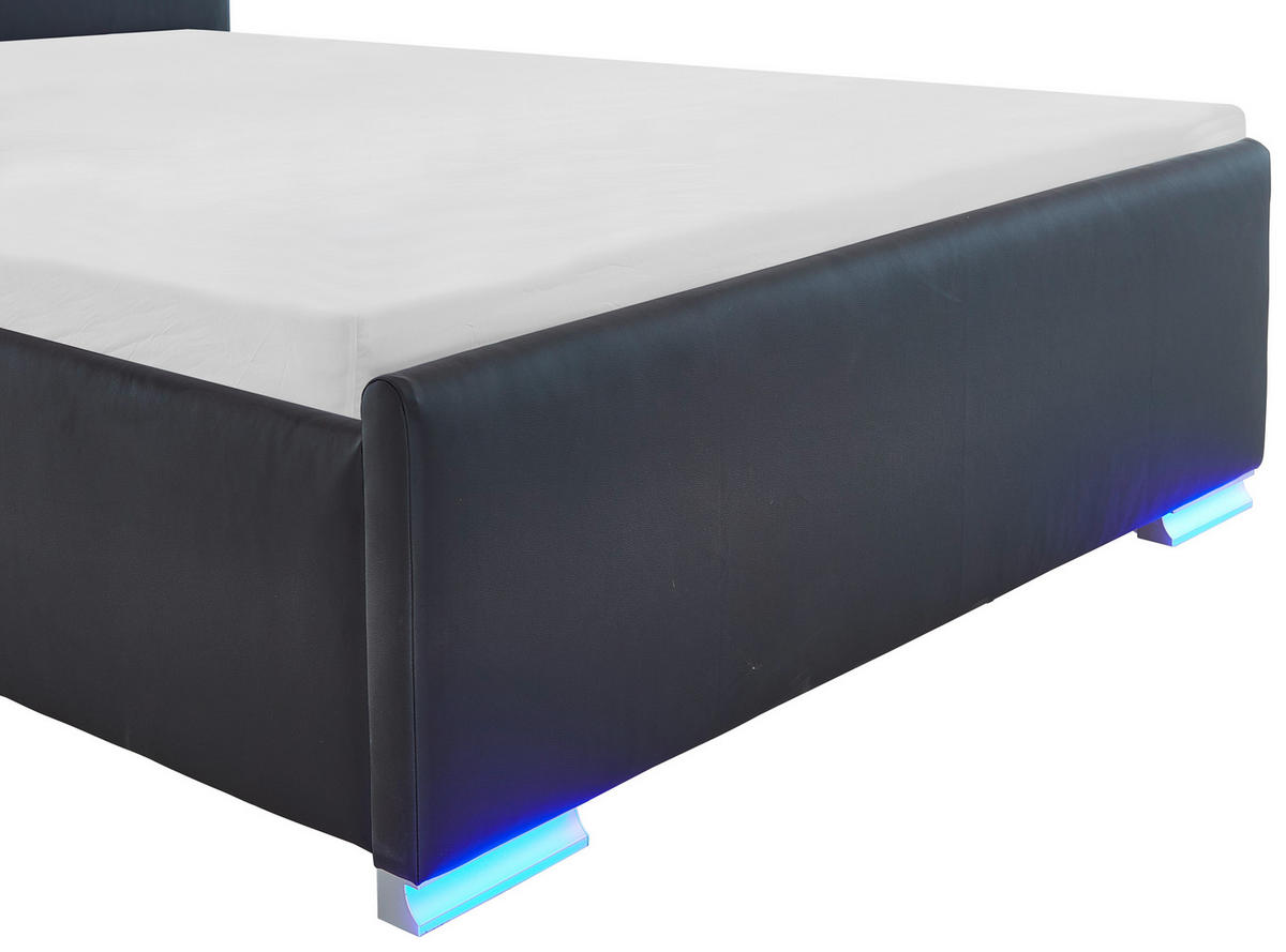 POLSTERBETT Beleuchtung, Lattenrost, Bettkasten 140/200 cm  in Schwarz  - Birkefarben/Buchefarben, Design, Holz/Kunststoff (140/200cm) - Boxxx