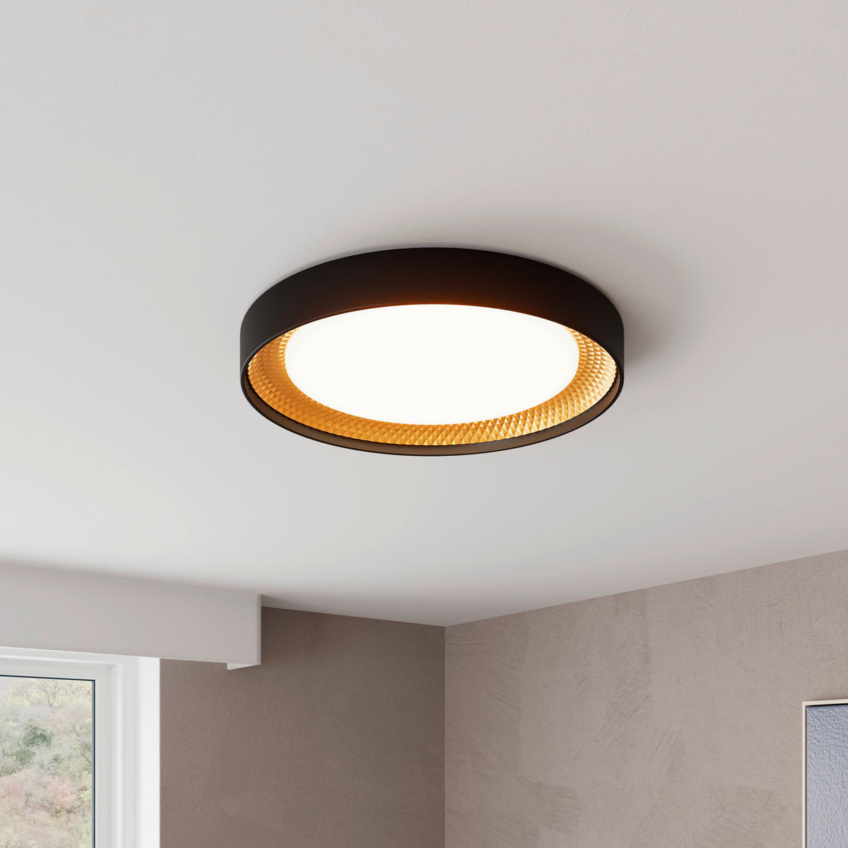 LED-TAKLAMPA 45 W 48,5/8 cm  - vit/champagne, Design, plast (48,5/8cm) - Novel