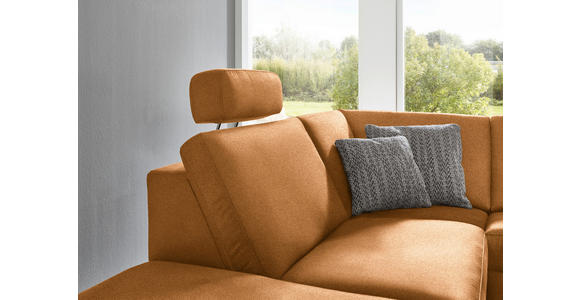 ECKSOFA in Mikrofaser Hellbraun 242/275 cm - Hellbraun/Alufarben, Design, Textil/Metall (242/275cm) - Dieter Knoll