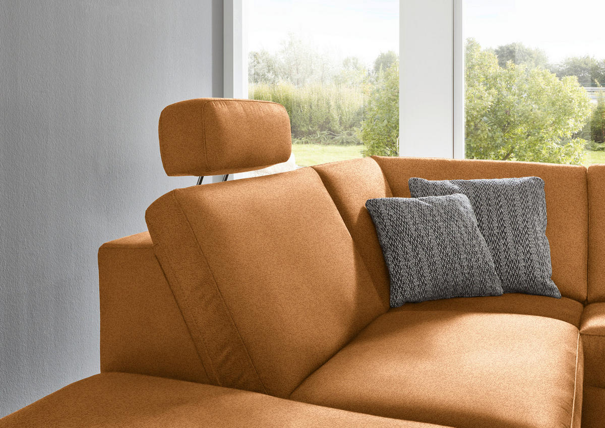 ECKSOFA in Mikrofaser Hellbraun  - Hellbraun/Alufarben, Design, Textil/Metall (242/275cm) - Dieter Knoll