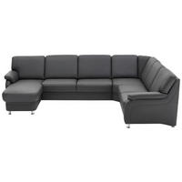 WOHNLANDSCHAFT in Echtleder Anthrazit  - Anthrazit/Alufarben, Konventionell, Leder/Metall (165/329/239cm) - Beldomo Premium