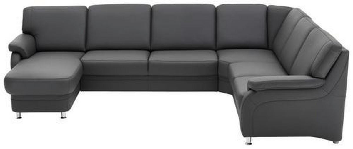 WOHNLANDSCHAFT in Echtleder Anthrazit  - Anthrazit/Alufarben, Konventionell, Leder/Metall (165/329/239cm) - Beldomo Premium