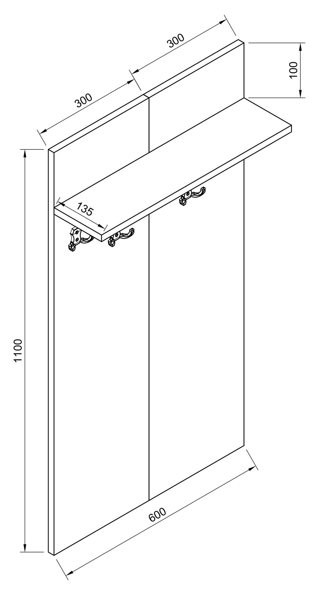 HALLPANEL 60/110/14 cm  - vit, Modern, trämaterial (60/110/14cm) - MID.YOU