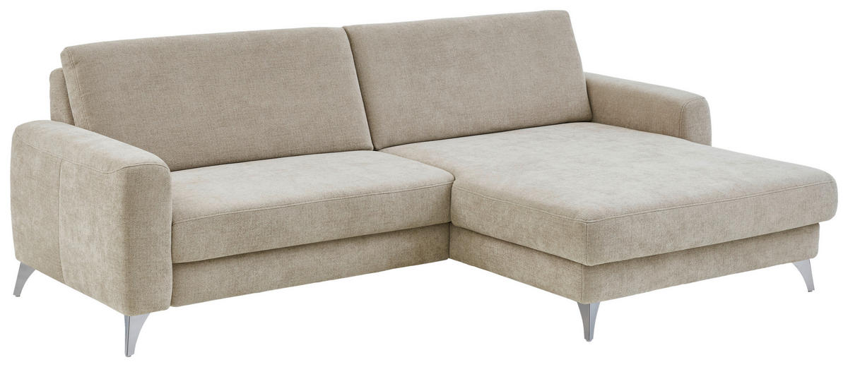ECKSOFA  Chenille Beige  - Chromfarben/Beige, Design, Textil/Metall (222/167cm) - Beldomo Comfort