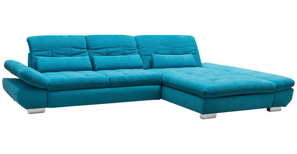 ECKSOFA Türkis Mikrofaser  - Türkis/Schwarz, Design, Textil/Metall (204/341cm) - Xora