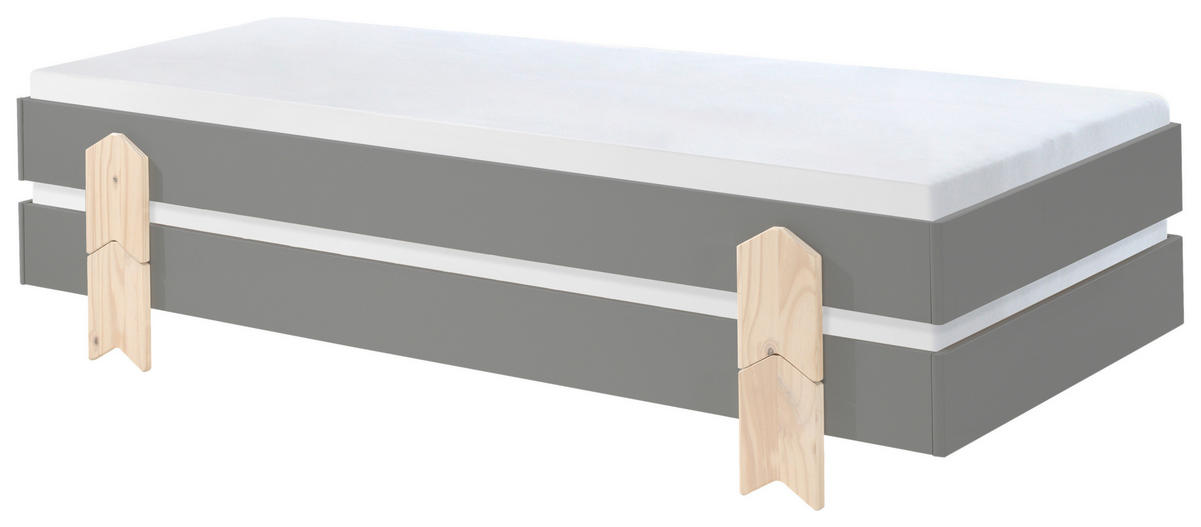 STOHOVATEĽNÁ POSTEĽ, 90/200 cm sivá - sivá/farba borovice, Modern, drevo/kompozitné drevo (90/200cm) - MID.YOU
