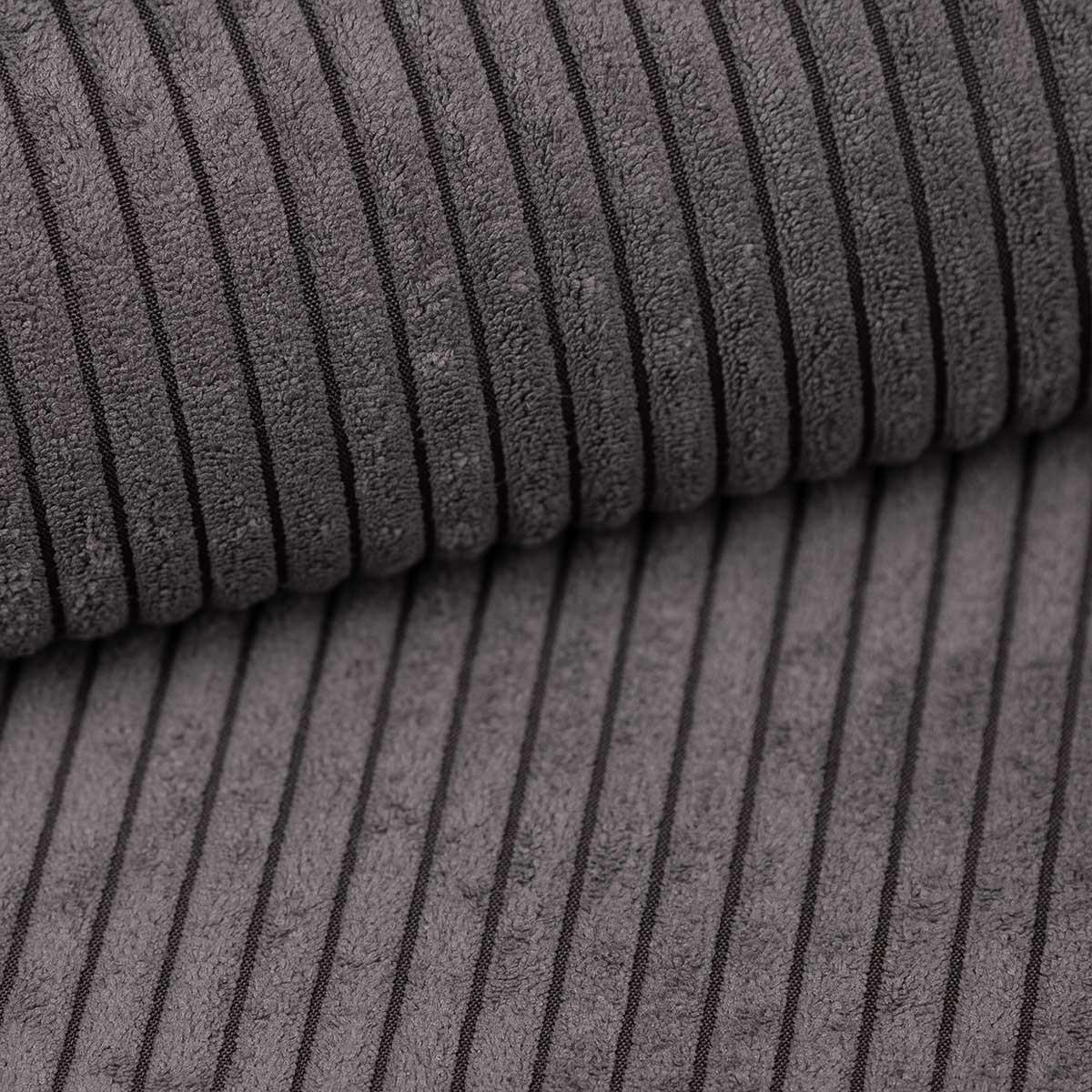 ECKSOFA in Cord Grau  - Schwarz/Grau, Design, Holz/Textil (264/184cm) - Stylife
