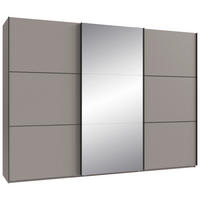 SCHWEBETÜRENSCHRANK 300/216/65 cm 3-türig Grau, Schwarz  - Schwarz/Grau, KONVENTIONELL, Glas/Holzwerkstoff (300/216/65cm) - Stylife