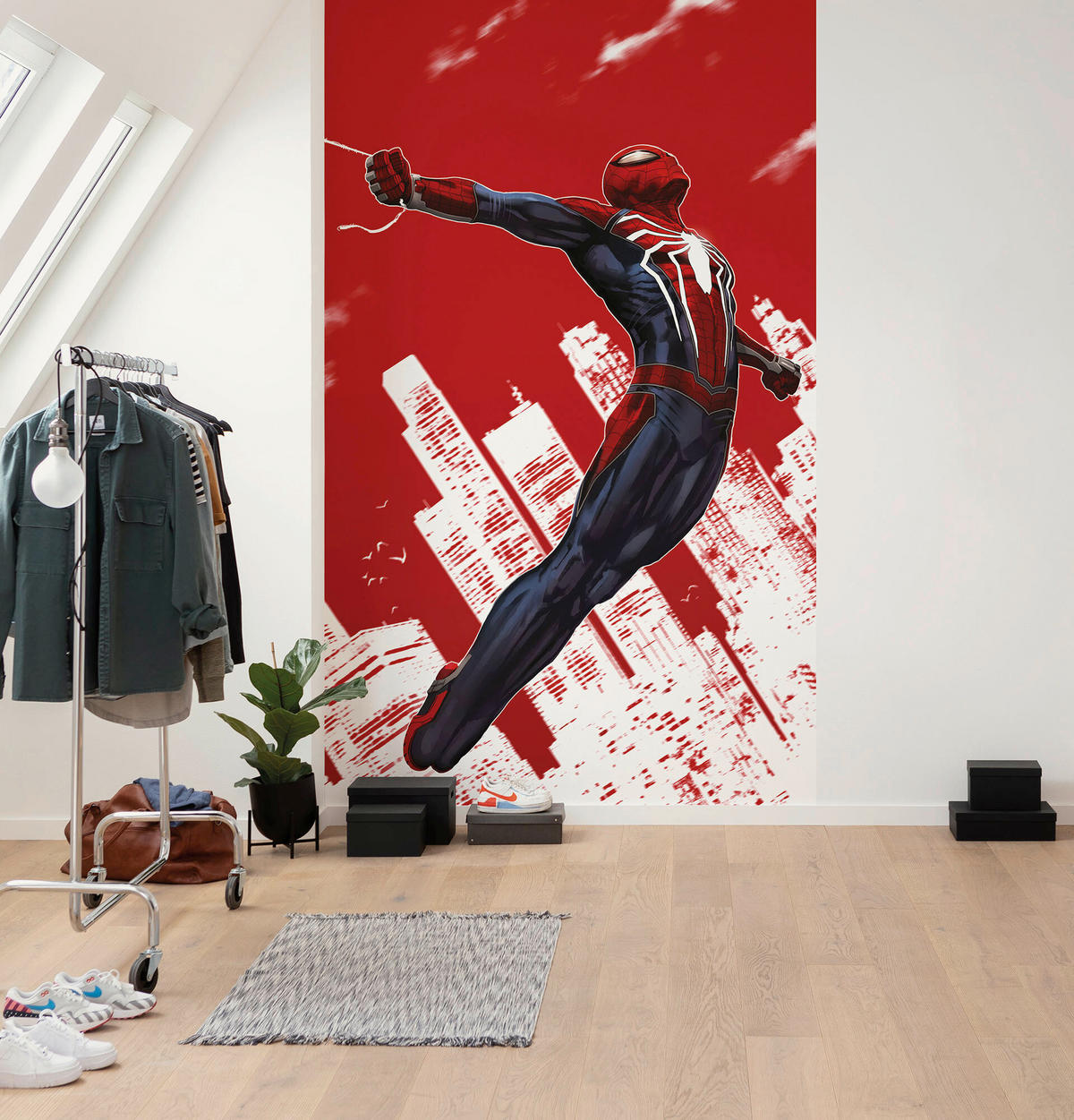 FOTOTAPETE SPIDER-MAN RED SWING  - Rot, Design, Textil (150/250cm) - Marvel