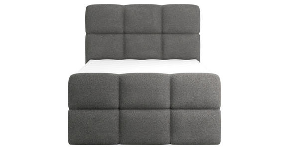 BOXBETT 120/200 cm,  in Dunkelgrau, gepolstertes Kopfteil, Bettkasten, Topper, H3 = fest  - Dunkelgrau/Schwarz, Design, Holzwerkstoff/Kunststoff (120/200cm) - Xora