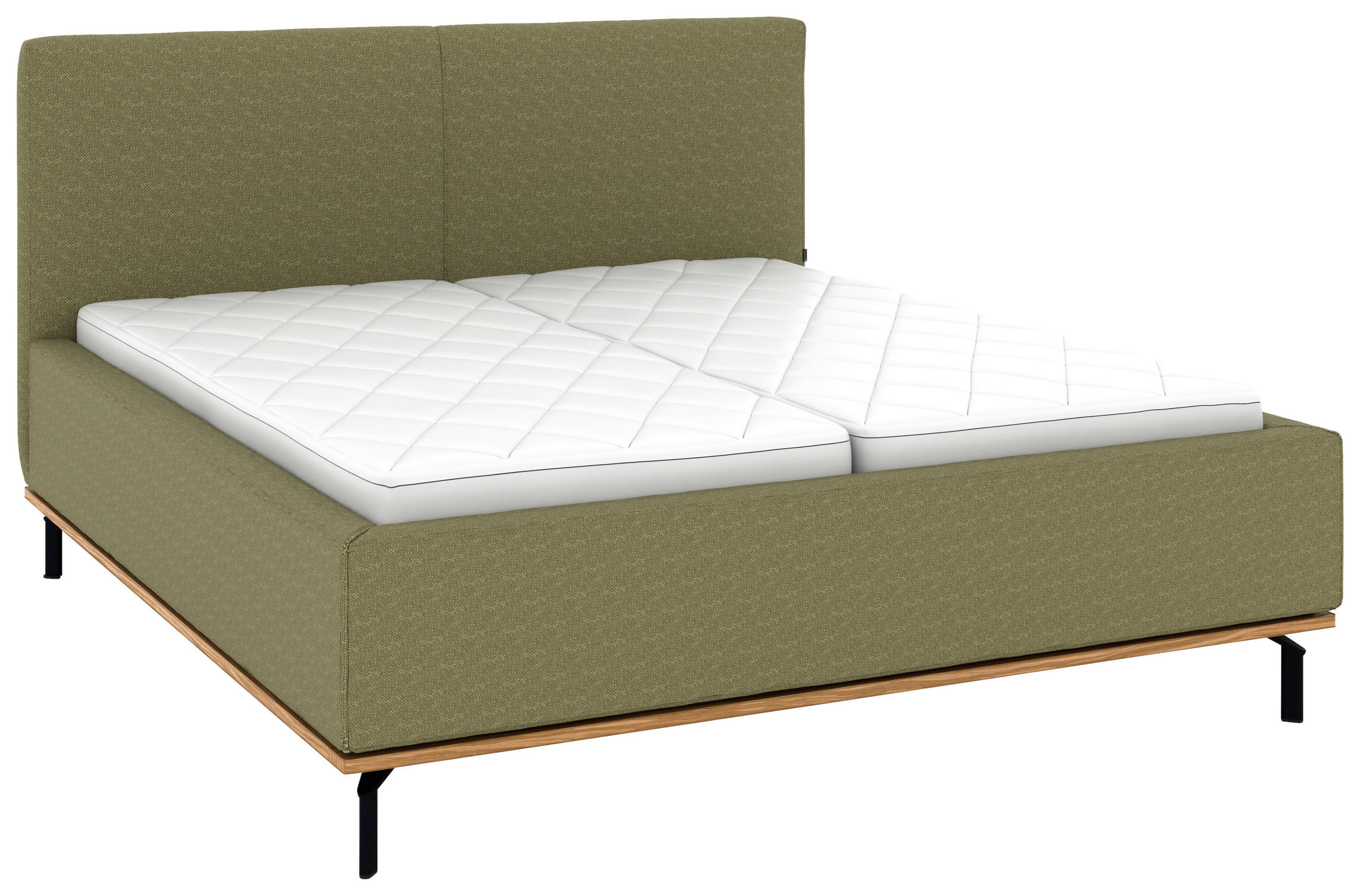 POLSTERBETT 180/200 cm,  in Olivgrün, Matratze, Lattenrost, Bettkasten, H2 + H2 = mittel  - Graphitfarben/Weiß, Design, Holz/Textil (180/200cm) - Musterring