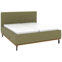 POLSTERBETT 180/200 cm,  in Olivgrün, Matratze, Lattenrost, Bettkasten, H2 + H2 = mittel  - Graphitfarben/Weiß, Design, Holz/Textil (180/200cm) - Musterring