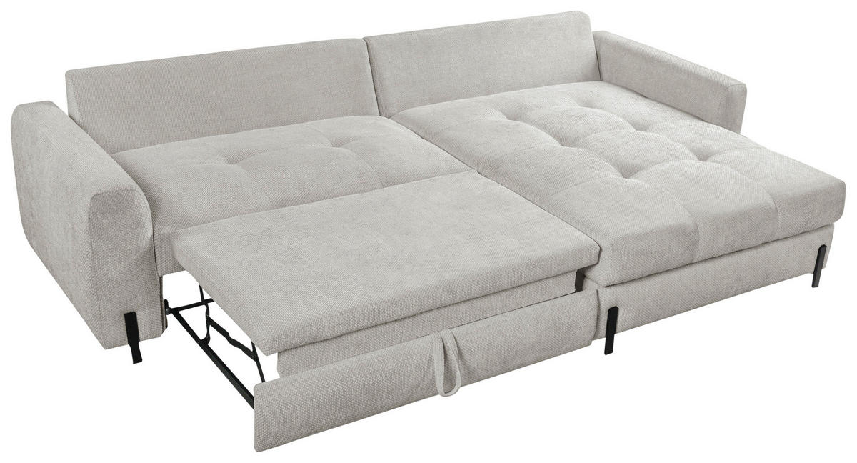 ECKSOFA in Struktur Beige  - Beige/Schwarz, Design, Textil/Metall (265/162cm) - MID.YOU