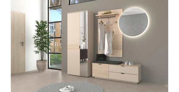 GARDEROBE 5-teilig in 236/202/38 cm - Kaschmir/Eichefarben, Design, Glas/Holzwerkstoff (236/202/38cm) - Xora