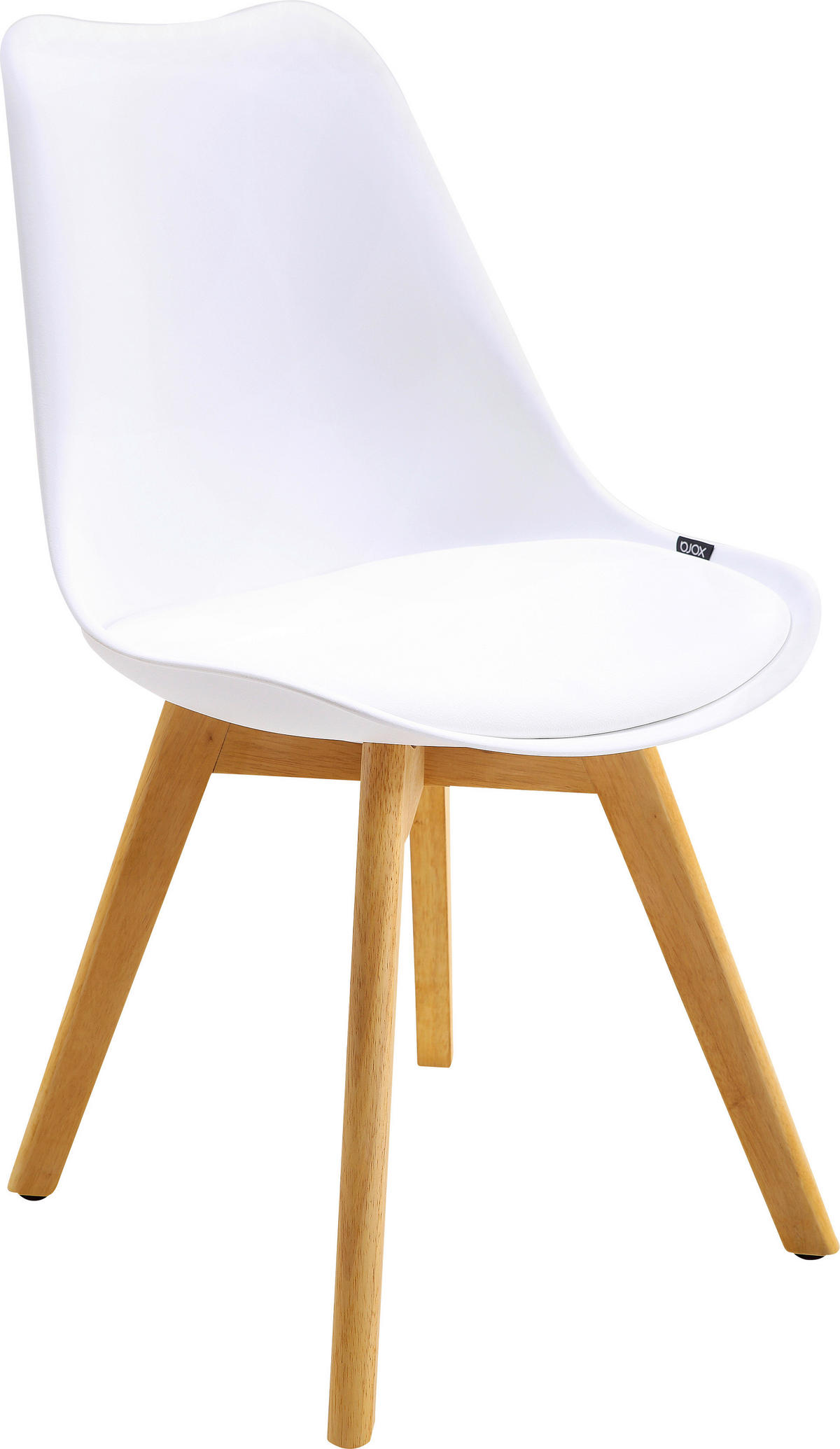 STUHL Lederlook Weiß, Eichefarben Kautschukholz massiv  - Eichefarben/Weiß, LIFESTYLE, Holz/Kunststoff (48/84/53cm) - Livetastic