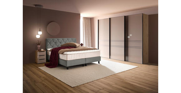 BOXSPRINGBETT 180/200 cm,  in Grau, Matratze, Topper, H3 = fest  - Schwarz/Grau, Design, Textil/Metall (180/200cm) - Esposa