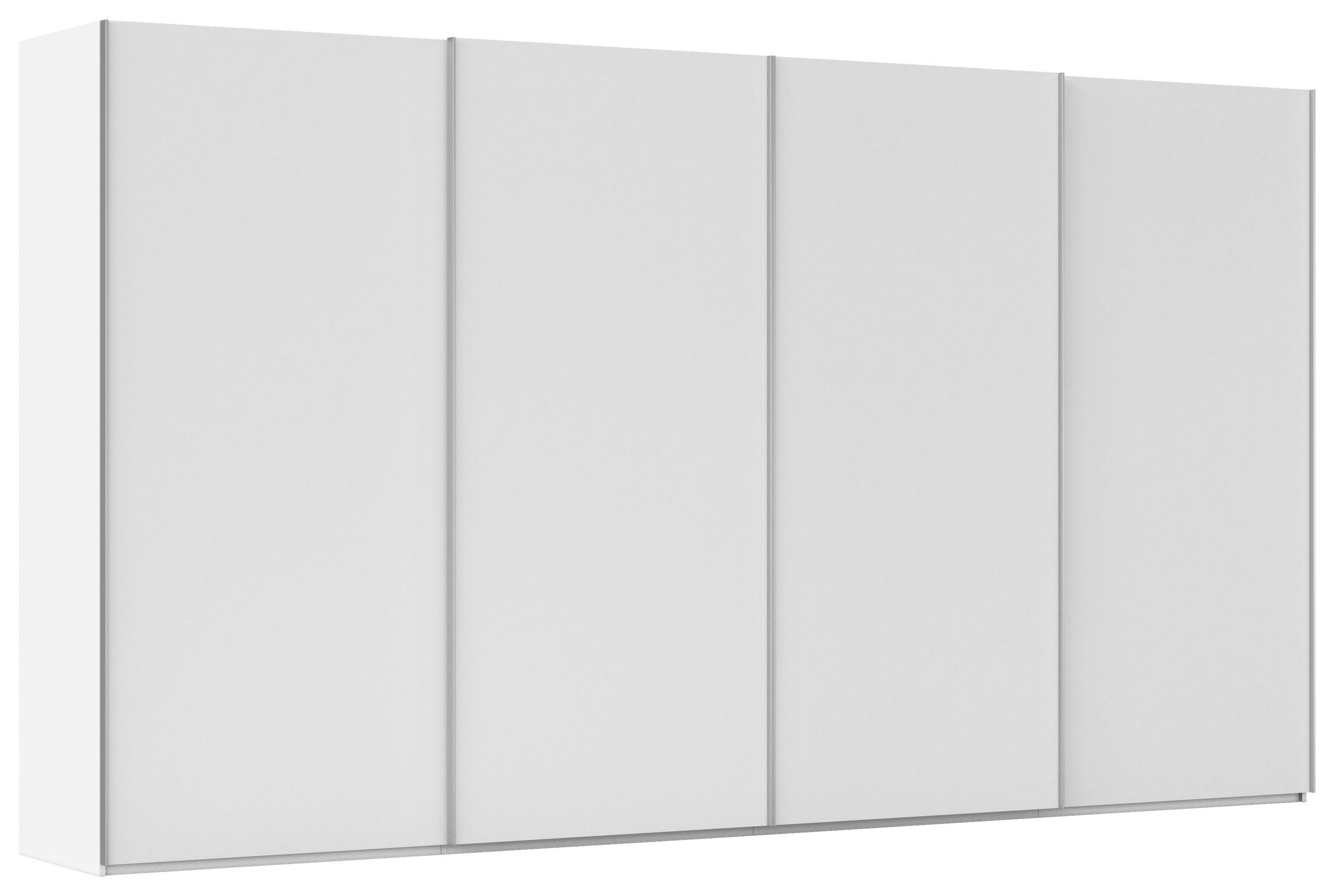 SCHWEBETÜRENSCHRANK 400/223/68 cm 4-türig Weiß, Weiß Hochglanz  - Weiß Hochglanz/Alufarben, Basics, Holzwerkstoff/Metall (400/223/68cm) - Novel