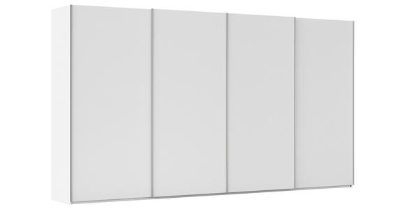 SCHWEBETÜRENSCHRANK 400/223/68 cm 4-türig Weiß, Weiß Hochglanz  - Weiß Hochglanz/Alufarben, Basics, Holzwerkstoff/Metall (400/223/68cm) - Novel
