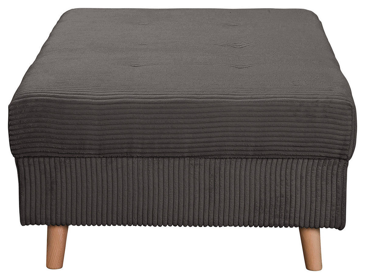 ECKSOFA inkl. Hocker Ariella Dunkelgrau Cord  - Dunkelgrau/Naturfarben, Design, Holz/Textil (231/161cm) - Livetastic