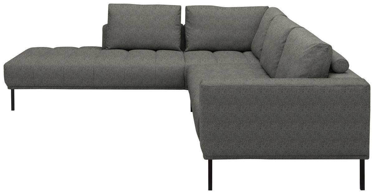 ECKSOFA  in Flachgewebe Graubraun  270/308 cm  - Graubraun/Schwarz, Design, Textil/Metall (270/308cm) - Pure Home Lifestyle