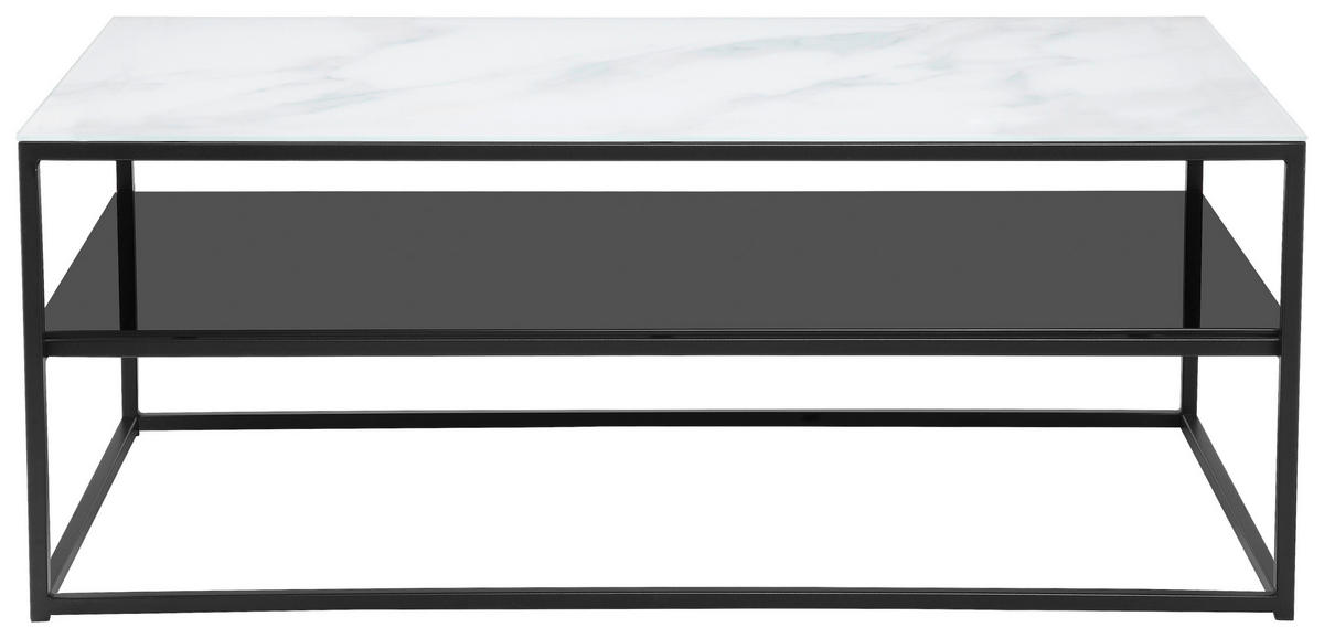 COUCHTISCH in Metall, Glas 110/60/43 cm  - Schwarz/Weiß, Design, Glas/Metall (110/60/43cm) - Livetastic