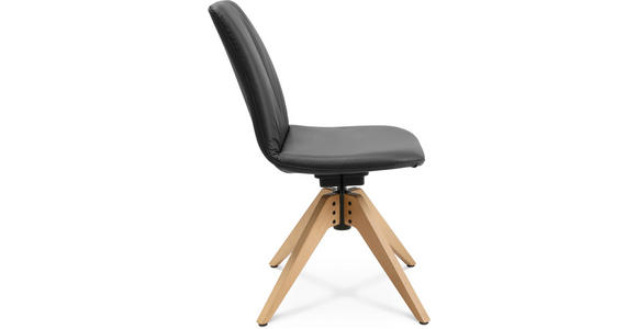 STUHL in Echtleder pigmentiert Holz, Leder - Eichefarben/Anthrazit, Design, Leder/Holz (46/82,5-85,25/55cm) - Johann Jakob