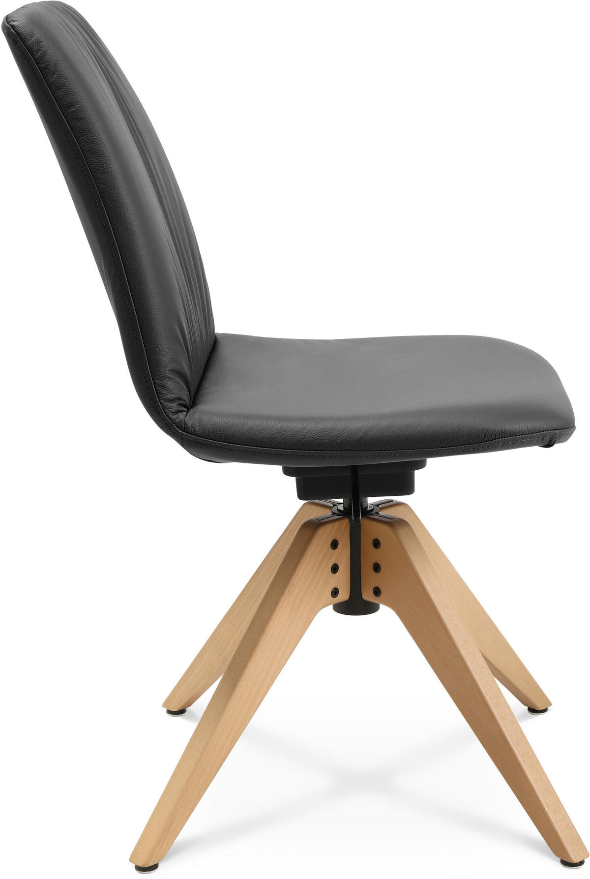 STUHL  in Echtleder pigmentiert  - Eichefarben/Anthrazit, Design, Leder/Holz (46/82,5-85,25/55cm) - Johann Jakob