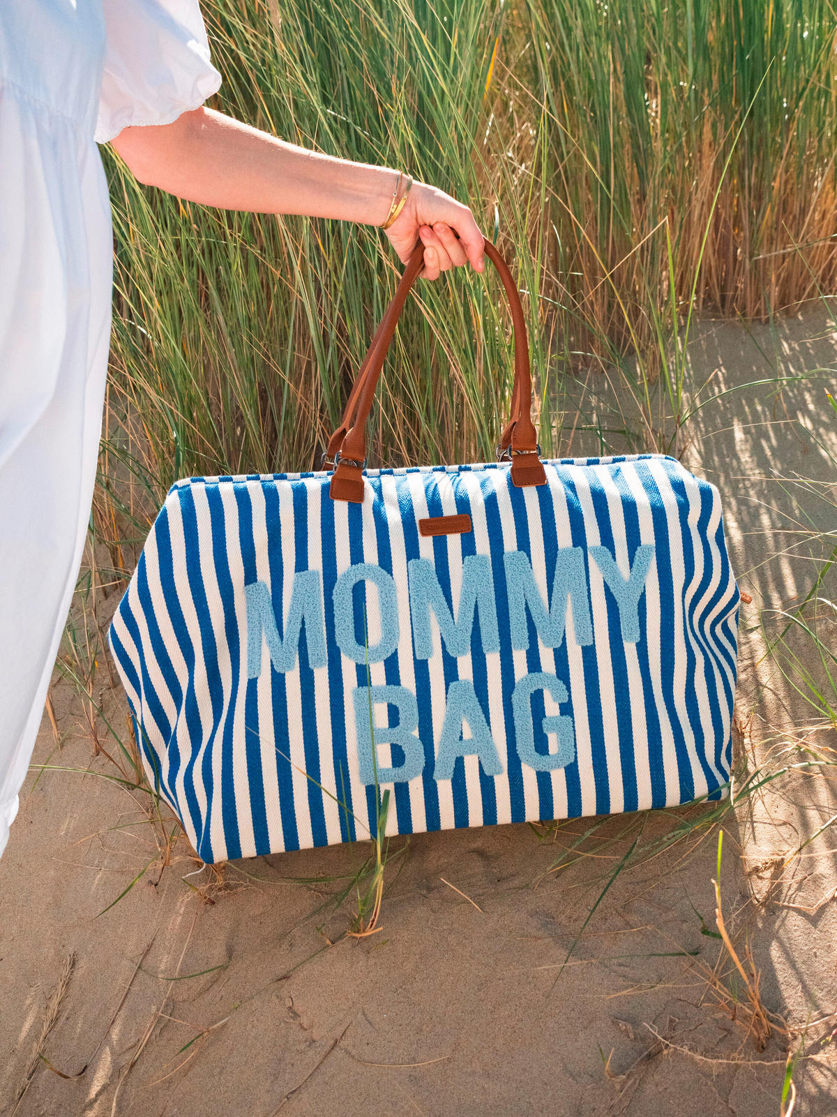 WICKELTASCHE Mommy Bag Blaue Streifen  - Weiß/Grau, KONVENTIONELL, Kunststoff/Textil (55/30/40cm) - Childhome